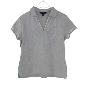 Tommy Hilfiger Gray Polo Shirt Preppy Y2k Polo Medium